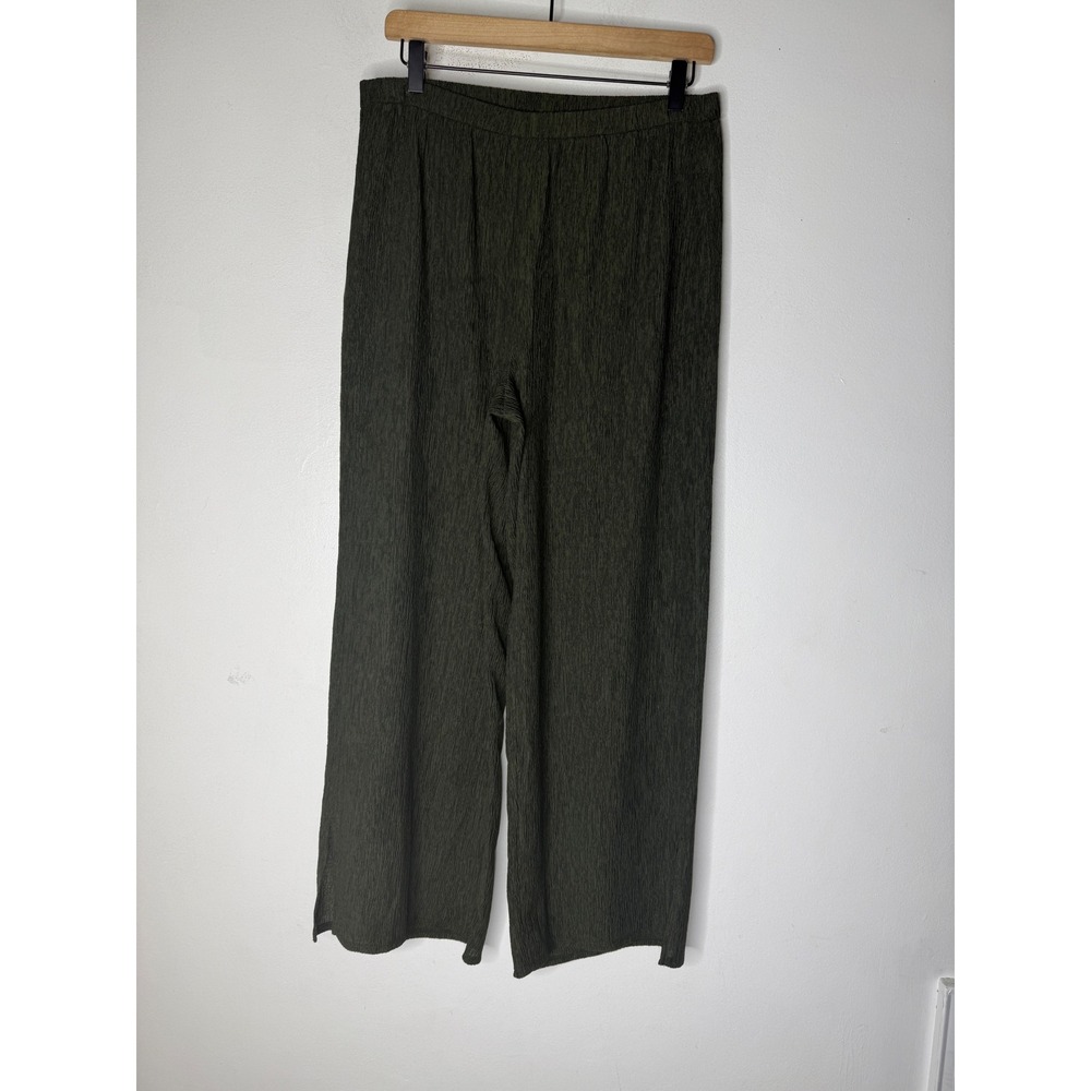 Eileen Fisher green Crinkle Textured Tunic Top and Wide Leg Pant set xs/s - Picture 5 of 9